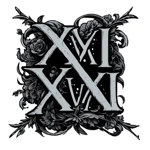 "XIV XXI VII II " Roman numbers tattoo design idea