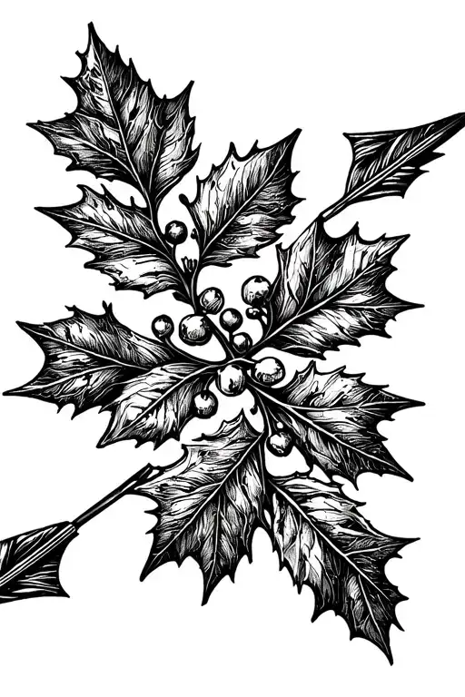 mistletoe arrow tattoo design idea