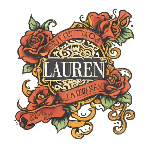 the name Lauren in love emotion filled tattoo design idea