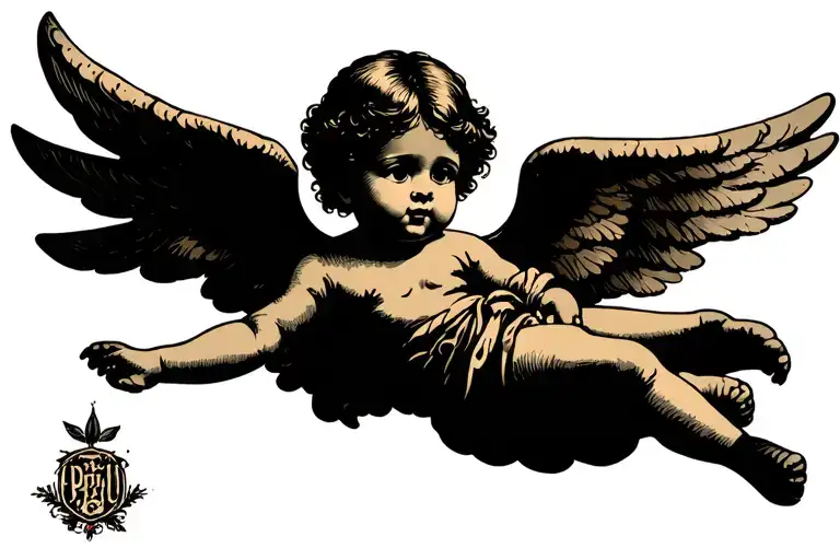baby angel tattoo design idea