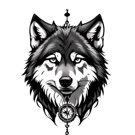 4. The Nomad Wolf with a Compass CollarSymbolism:The lone wolf still travels but is no longer lost—he’s searching wit tattoo design idea