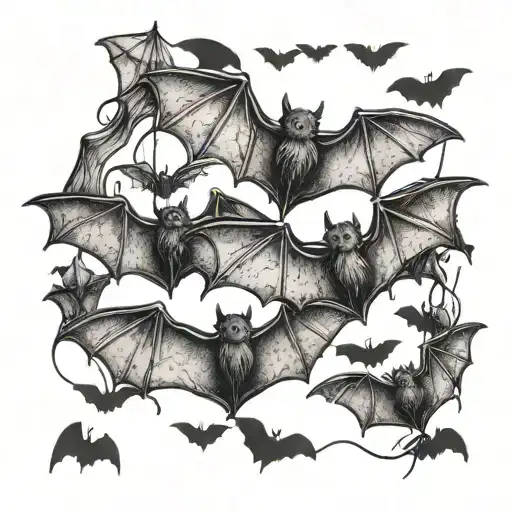 bats flying tattoo design idea
