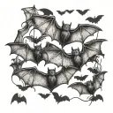 bats flying tattoo design idea