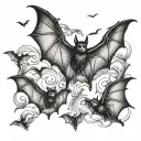 bats flying tattoo design idea