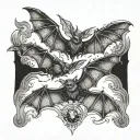 bats flying tattoo design idea