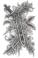 narsil sword with vines wrapped tattoo design idea