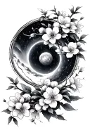 Sagittarius and cancer design that in corporates open enso circle, cherry blossoms and universe tattoo design idea