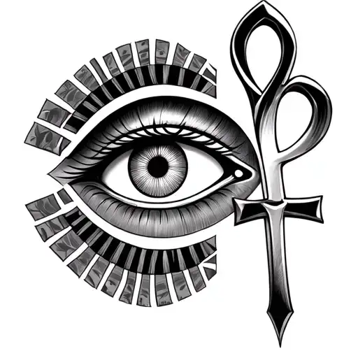 Egyptian eye with ankh hand tattoo design tattoo design idea