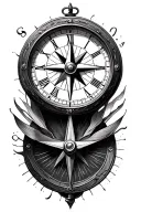 compass and clock tattoo design idea