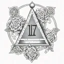 number 17 in roman numerals with the triangle of fraternity tattoo design idea