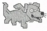 keith haring dog barking with binary code  pattern (0s and 1s ) on the inside tattoo design idea