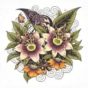 Passionflower entwined tattoo design idea