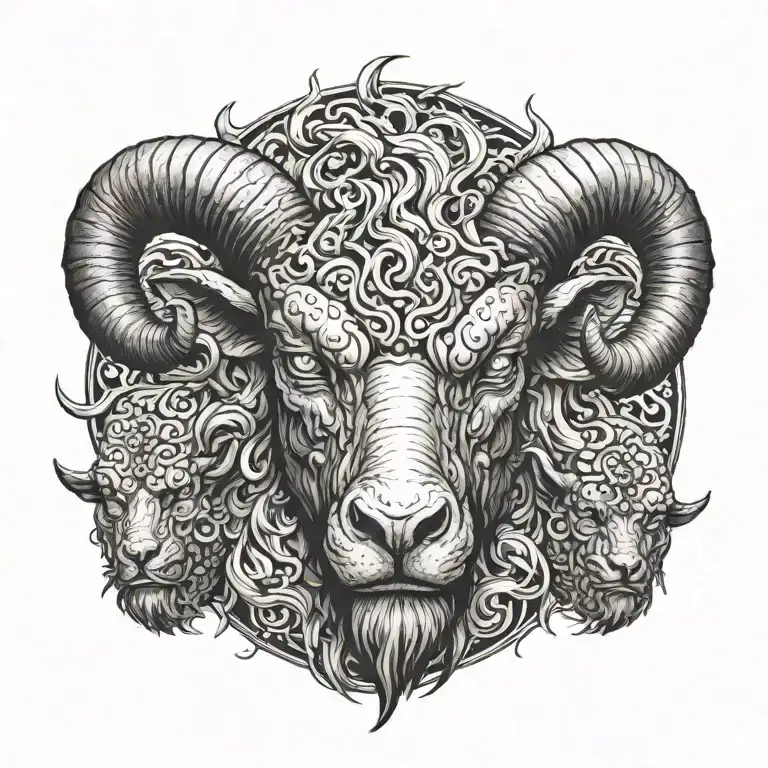 demon aries merging tattoo design idea