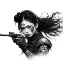 Female korean warror with battle scares cover  tattoo design idea