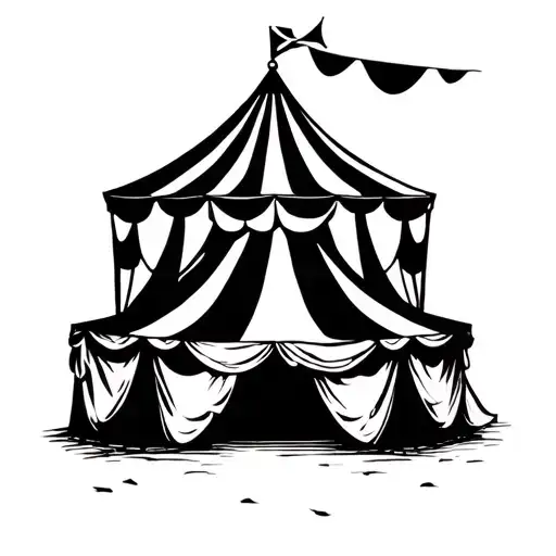 circus tent behind silhouette tattoo design idea