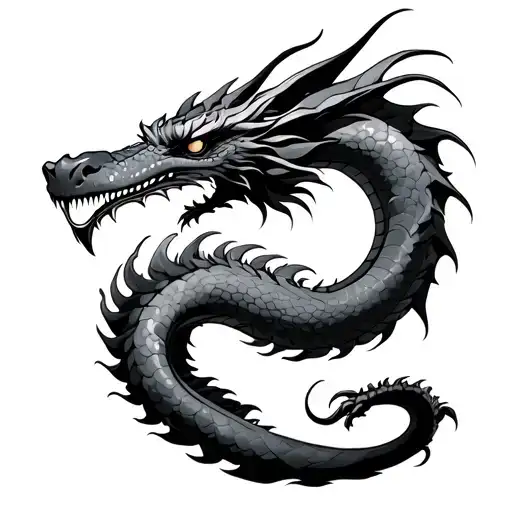 Dragon wrapped around upper arm sleeve tattoo design idea