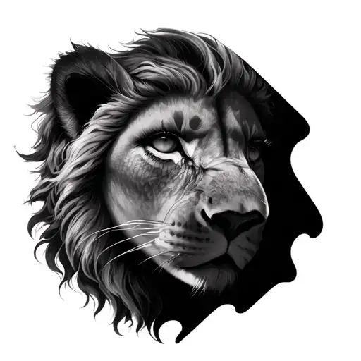 eye of a woman with a lion tattoo design idea