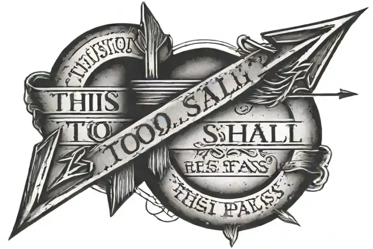an arrow with the words "this too shall pass" tattoo design idea