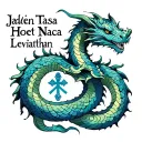 "Jaden Tasa Hoet Naca Leviathan" "Jaden Tasa Hoet Naca Leviathan" A sea serpent dragon coiled into the shape of the Leviathan cross. Dragon should be shades of blue and green w tattoo design idea