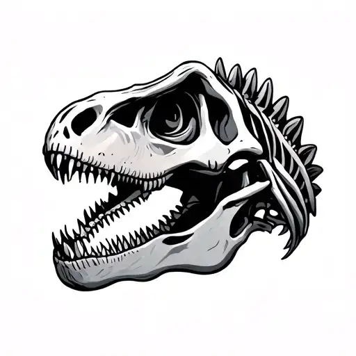 dinosaur skeleton tattoo design idea