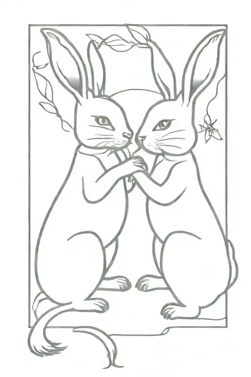 soft Gemini bunny twins representing the Gemini tattoo design idea