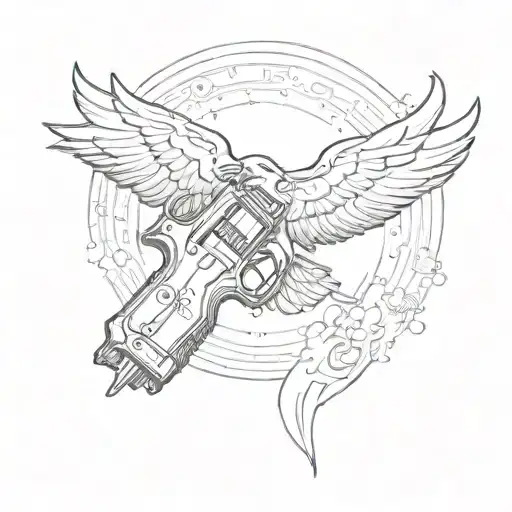 idol pistol desert eagle soaring tattoo design idea