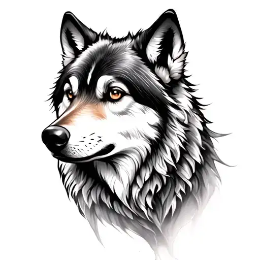 Feminine Wolf tattoo design idea