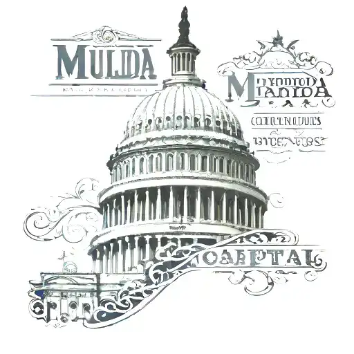 DC Capitol with Murda Capital lettering complemented tattoo design idea