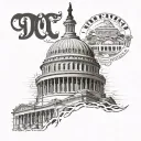 DC Capitol with Murda Capital lettering complemented tattoo design idea