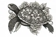flower turtle with letter m tattoo design idea