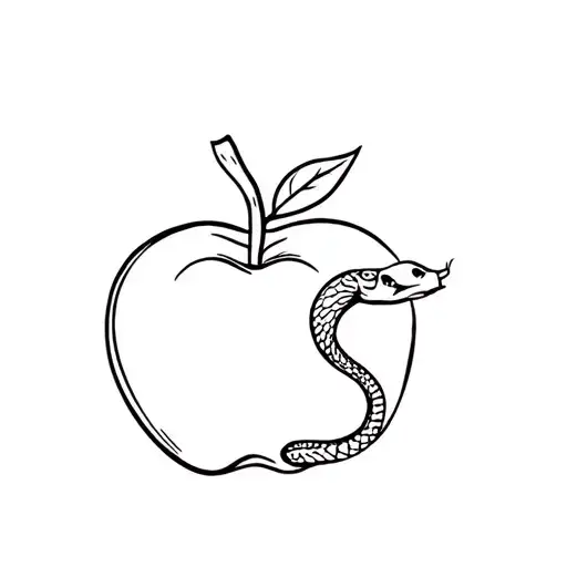snake and apple tattoo design idea