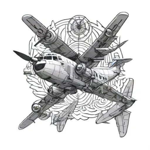 p3 Orion airplane navy wings tattoo design idea