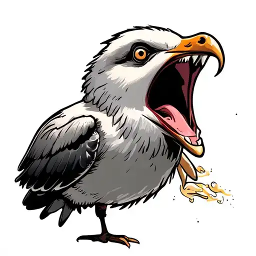 screaming seagull tattoo design idea