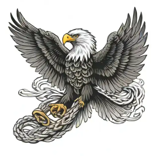 eagle soaring carrying snake intertwined tattoo design idea