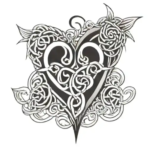 celtic broken heart tattoo design idea