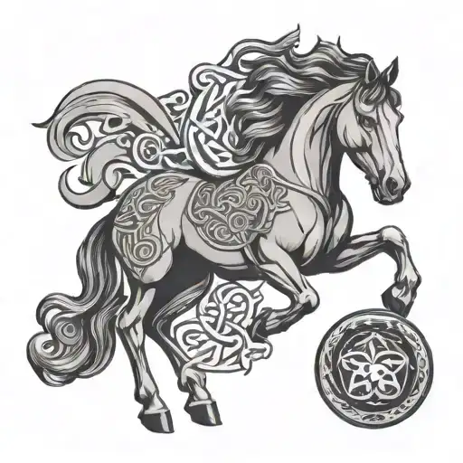21 july celtic star sign with a horse tattoo design idea