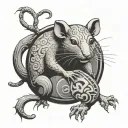 cancer zodiac sign and chinese zodiac rat playing tattoo design idea