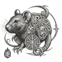 cancer zodiac sign and chinese zodiac rat playing tattoo design idea