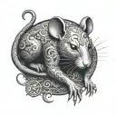 cancer zodiac sign and chinese zodiac rat playing tattoo design idea