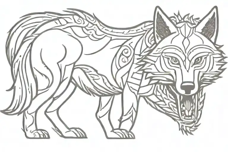 polynesian wolf for the head tattoo design idea
