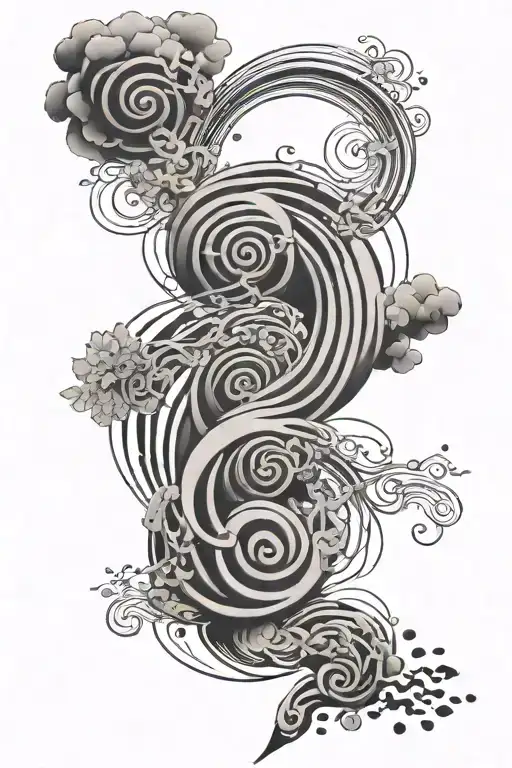 BRAVE writing, spiral, air, love, wind, japanese breezes, masculine, minimal tattoo design idea