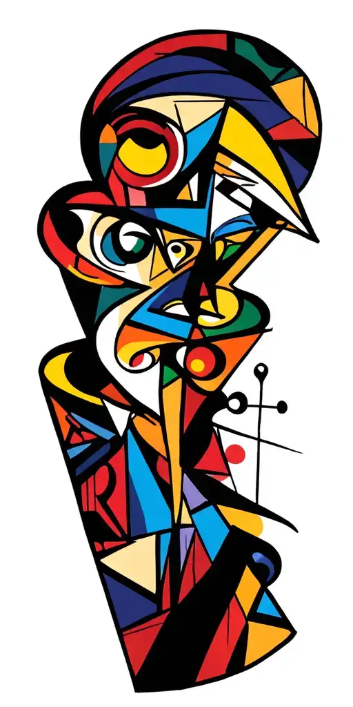 comics, abstract, cubism guernica Picasso painting graffiti. tattoo design idea