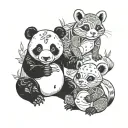 panda, frog and hamster fight  tattoo design idea