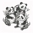 panda, frog and hamster fight  tattoo design idea