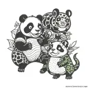 panda, frog and hamster fight  tattoo design idea