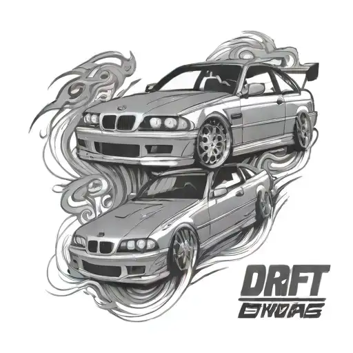 bmw e36 compact drift car tattoo design idea