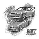bmw e36 compact drift car tattoo design idea
