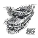 bmw e36 compact drift car tattoo design idea