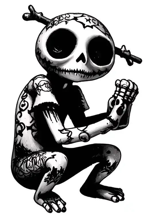 voodoo doll gives the fuck tattoo design idea