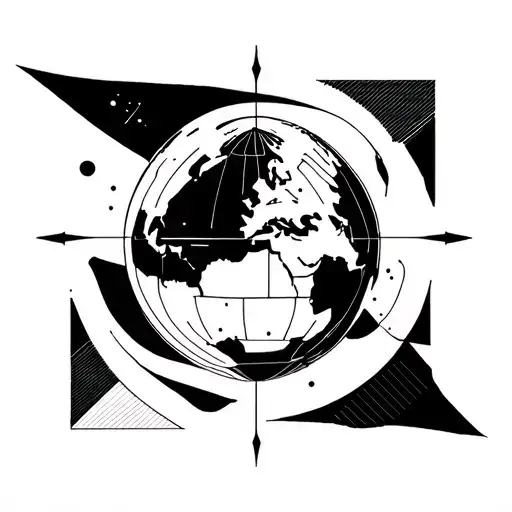 planet earth with tattoo design idea